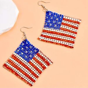 Metallic American Flag Dangle Earrings